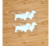 Double Dachshund Dog Puppy Sticker Decal Vinyl - 2 Pack White 15.2cm - for Car Boat Laptop Cup No Background Die-Cut