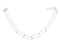 Double Dainty Delicate Chain Micro Pave Girl Women Necklace - 40cm Length