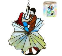 Double Dancing King Pattern Pendant, Garden Sun Catchers, Acrylic Stained Glass-Style Spinner, Boho Suncatcher Window Hanging, Fashion Retro Pendant