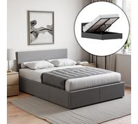 (Double, Dark Grey Linen) Veronica Ottoman Bed Frame Bedroom Storage UKFR