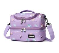 Double Deck Lunch Bag Cooler Insulated Lunch Box Tote 7L Purple Unicorn Bento Bags with Removable Adjustable Strap