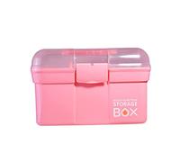 Double-Deck Medicine Case Portable Household Sundries Large Capacity Pill Drug Storage Box First Aid Box S 1pc Pink