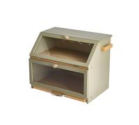 Double Decker Bamboo Bread Bin 2-Tier Bread Box With Cutting Board And Knife Holder Naturally Antibacterial Sustainable Eco Friendly Storage Box Organic Premium Kitchen Organiser (Olive / Natural)