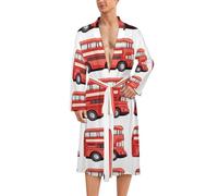 Double-Decker Buses Classic Bathrobe Loungewear Dressing Gown Womens Men Spa Hotel Sleep