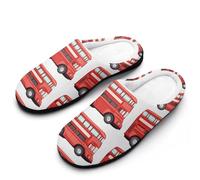 Double-Decker Buses Mens Slipper Slip On Winter Warm House Slippers Shoes Indoor Outdoor