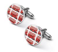 Double-Decker Buses Round Cufflinks for Men Classic Cuff Links Jewellery for Wedding Business Party