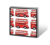 Double-Decker Buses Square Brooch Metal Pin Badges Classic Lapel Pins Jewellery Unisex
