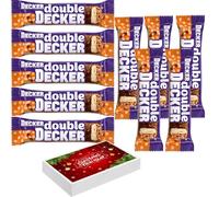 Double Decker Chocolate Bar 10 x 54.5g With Chriistmas Gift Box - Milk Chocolate With Smooth, Chewy Nougat and Crisp Bar