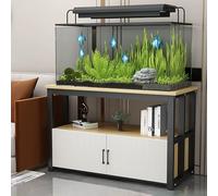 Double-Decker Fish Tank nd 50-120cm Width Heavy-Du Base with Sto Cabinet Wood Grain & Black h Ideal for Home or Office Use (120x50x70cm)