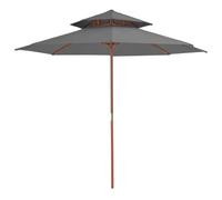 vidaXL Double Decker Parasol with Wooden Pole Outdoor Umbrella Terracotta