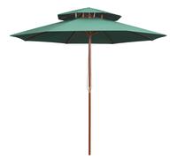 Double Decker Parasol with Wooden Pole Garden Umbrella Sun Shelter vidaXL