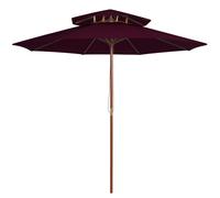 Double Decker Parasol with Wooden Pole Garden Umbrella Sun Shelter vidaXL