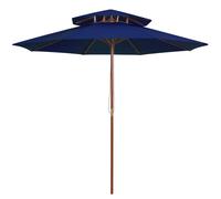 Double Decker Parasol with Wooden Pole Garden Umbrella Sun Shelter vidaXL