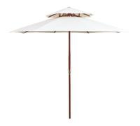 Double Decker Parasol with Wooden Pole Garden Umbrella Sun Shelter vidaXL