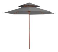 Double Decker Parasol with Wooden Pole Garden Umbrella Sun Shelter vidaXL