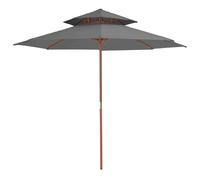 vidaXL Double Decker Parasol with Wooden Pole Outdoor Umbrella Bordeaux Red