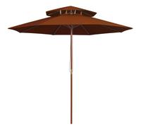 Garden Umbrella Patio Outdoor Double Decker Parasol Wooden Pole Air Vent 270 cm