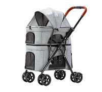 Double Decker pet car, Multifunction 3in1 Cats Buggy, Foldable Dog Buggy for Small Dogs, Click on, in Front, Front, pet car for 2 Dogs