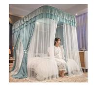 Double deluxe bed canopy mosquito net, romantic bed curtain suitable for single and double beds, with U-shaped support/simple installation (Color : Green, Size : 180X220X210CM)