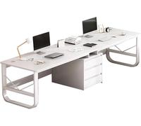 Double Desk, Extra Long Computer Desk, Desk with Drawers, Home Office Dual workstations, Large Wooden Computer Desk, Writing Desk, Modern Wooden Household Desk A,200CM