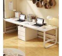 Double Desk for 2 People with 3 Drawers - Wooden Gaming & Study Table, Dual Workstation Computer Desk for Home Office, Natural Finish