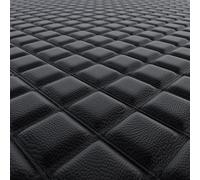 Double Diamond Black Faux Leather Leatherette Upholstery Black Stitch for Car, Boat, Camper Fire Retardant Vinyl 1 Metre Length