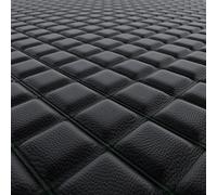 Double Diamond Black Faux Leather Leatherette Upholstery Green Stitch for Car, Boat, Camper Fire Retardant Vinyl 5 Metre Length