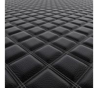 Double Diamond Black Faux Leather Leatherette Upholstery Silver Stitch for Car, Boat, Camper Fire Retardant Vinyl 4 Metre Length