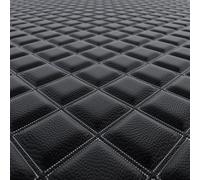Double Diamond Black Faux Leather Leatherette Upholstery White Stitch for Car, Boat, Camper Fire Retardant Vinyl 4 Metre Length