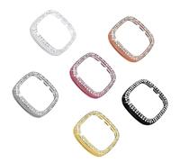 [Double Diamonds] SINGEAR Bling Protector Case Compatible for Fitbit Versa 3/Versa 4/Sense/Sense 2, Shiny Crystal Rhinestone Bumper Frame for Women Smart Watch (6 Color, Versa 4 & Sense 2)