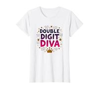 Double Digit Diva: 10th Birthday Queen Celebration T-Shirt, Women, White, XS