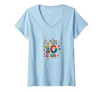 Double Digits 10 Club Birthday Celebration V-Neck T-Shirt, Women, Baby Blue, L