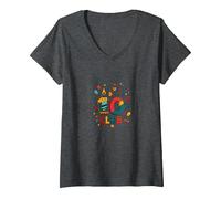 Double Digits 10 Club Birthday Celebration V-Neck T-Shirt, Women, Dark Heather Grey, L