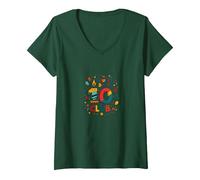 Double Digits 10 Club Birthday Celebration V-Neck T-Shirt, Women, Forest Green, XXL