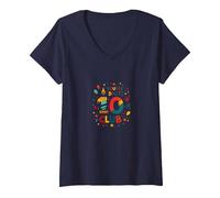 Double Digits 10 Club Birthday Celebration V-Neck T-Shirt, Women, Navy, L