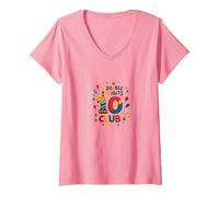 Double Digits 10 Club Birthday Celebration V-Neck T-Shirt, Women, Pink, L