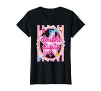 Double Digits 10th Birthday Girls Cute Pink Bow Star Value Graphic T-Shirt, Women, Black, L