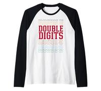 Double Digits 10th Birthday Retro Layered Text 10 Year Old Raglan Baseball Tee