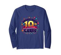 Double Digits 10th Club Est. 2013 Festive Anniversary Long Sleeve T-Shirt, Adult Unisex, Navy, XXL
