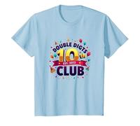 Double Digits 10th Club Est. 2013 Festive Anniversary T-Shirt, Kids, Baby Blue, 12 Years
