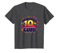 Double Digits 10th Club Est. 2013 Festive Anniversary T-Shirt, Kids, Dark Heather Grey, 4 Years