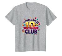 Double Digits 10th Club Est. 2013 Festive Anniversary T-Shirt, Kids, Heather Grey, 10 Years