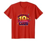 Double Digits 10th Club Est. 2013 Festive Anniversary T-Shirt, Kids, Red, 6 Years