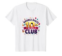 Double Digits 10th Club Est. 2013 Festive Anniversary T-Shirt, Kids, White, 10 Years