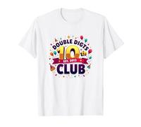 Double Digits 10th Club Est. 2013 Festive Anniversary T-Shirt, Men, White, M