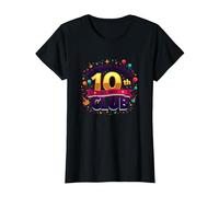Double Digits 10th Club Est. 2013 Festive Anniversary T-Shirt, Women, Black, XS