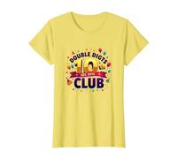 Double Digits 10th Club Est. 2013 Festive Anniversary T-Shirt, Women, Lemon, L