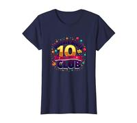 Double Digits 10th Club Est. 2013 Festive Anniversary T-Shirt, Women, Navy, 3XL
