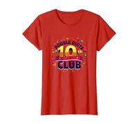 Double Digits 10th Club Est. 2013 Festive Anniversary T-Shirt, Women, Red, L