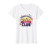 Double Digits 10th Club Est. 2013 Festive Anniversary T-Shirt, Women, White, L